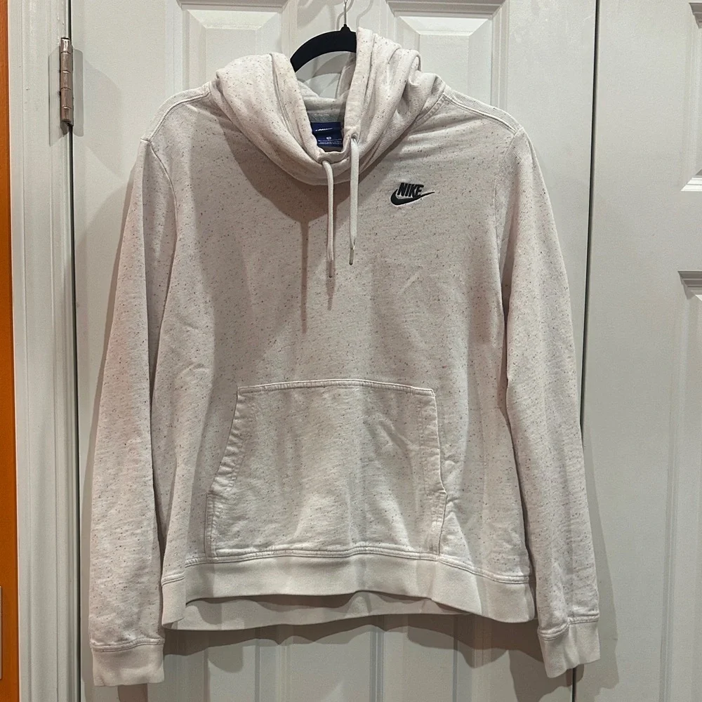NWOT Nike Women's Speckled White Cowl Neck Sweater size XL